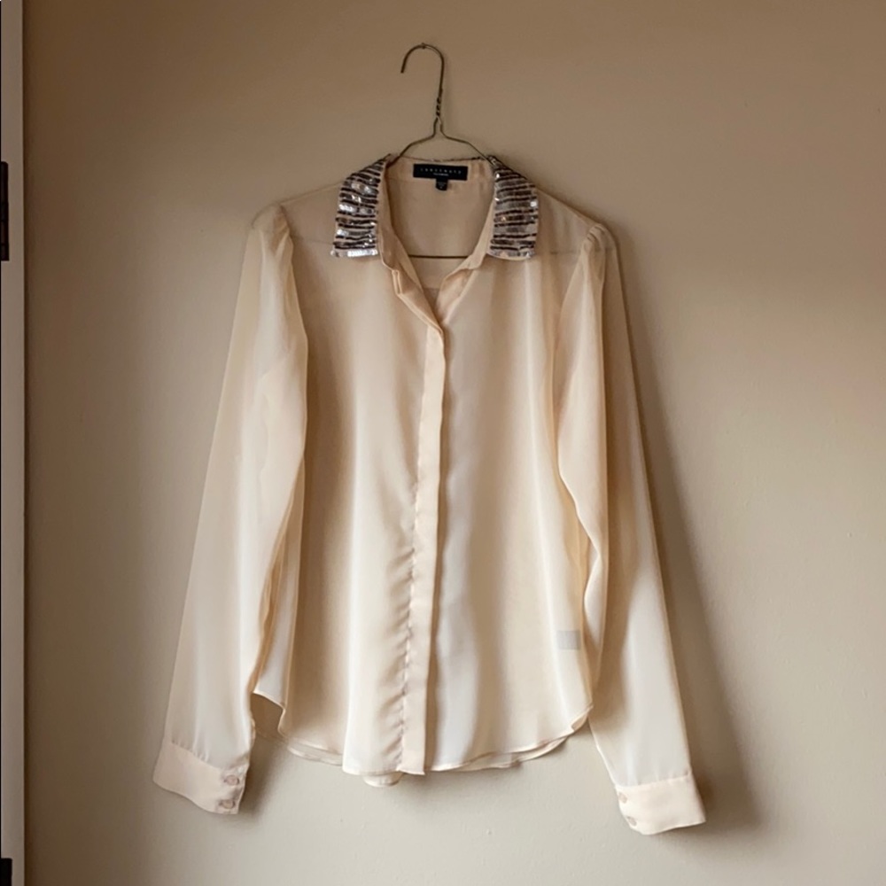 💫SOLD💫Sanctuary Cream Button With Sequin Collar